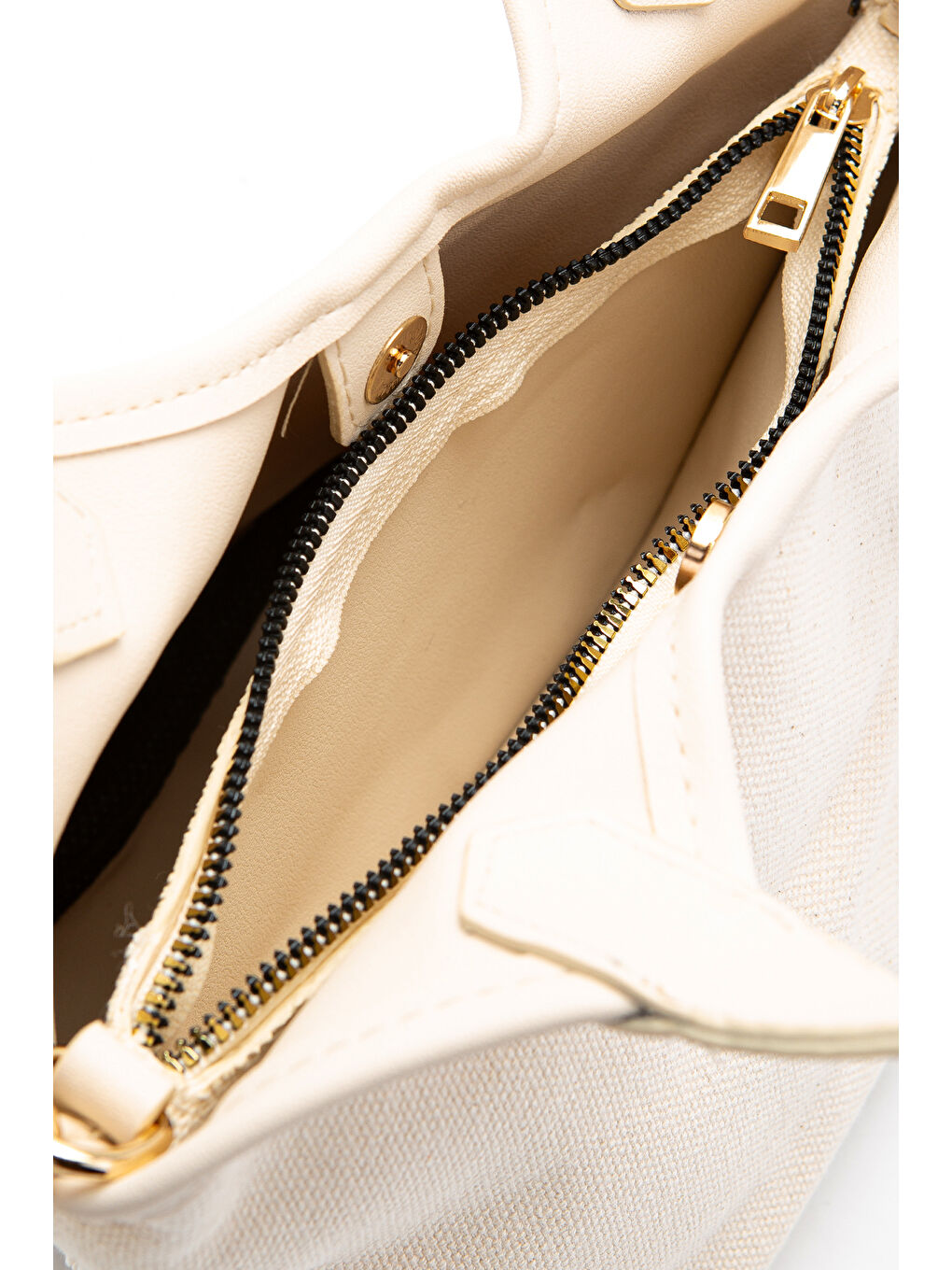 Keten Deri Detaylı Kadın Çapraz Kova Çanta Ryan Bej-4