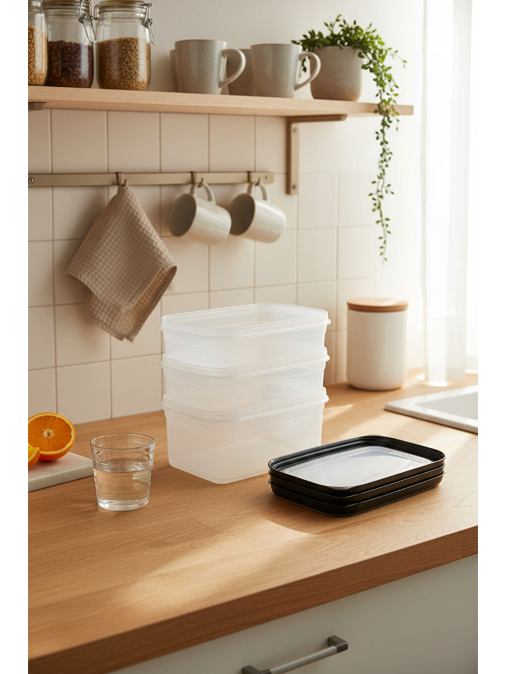 Hide Plus 3'lü Saklama Kabı 1000 ml Siyah-1