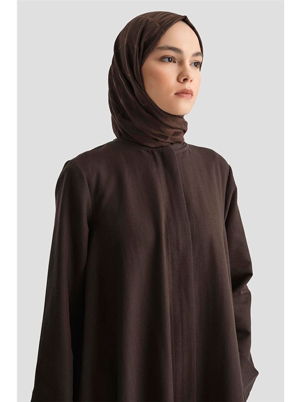 Kahverengi Keten Basic Ferace 25Y8303 Kakao-4