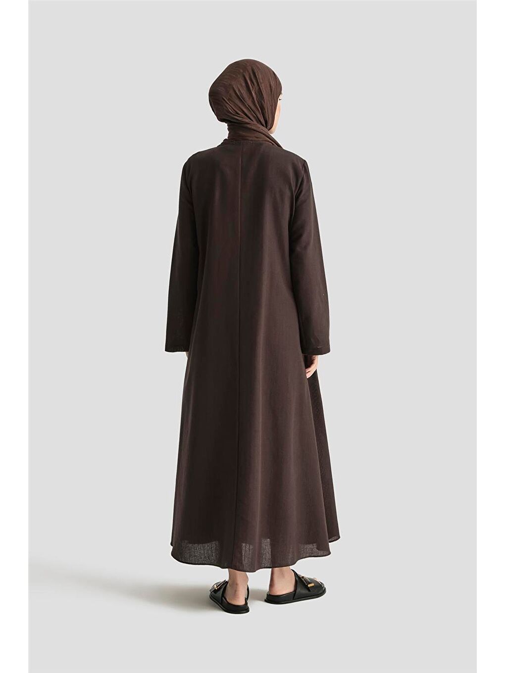 Kahverengi Keten Basic Ferace 25Y8303 Kakao-5