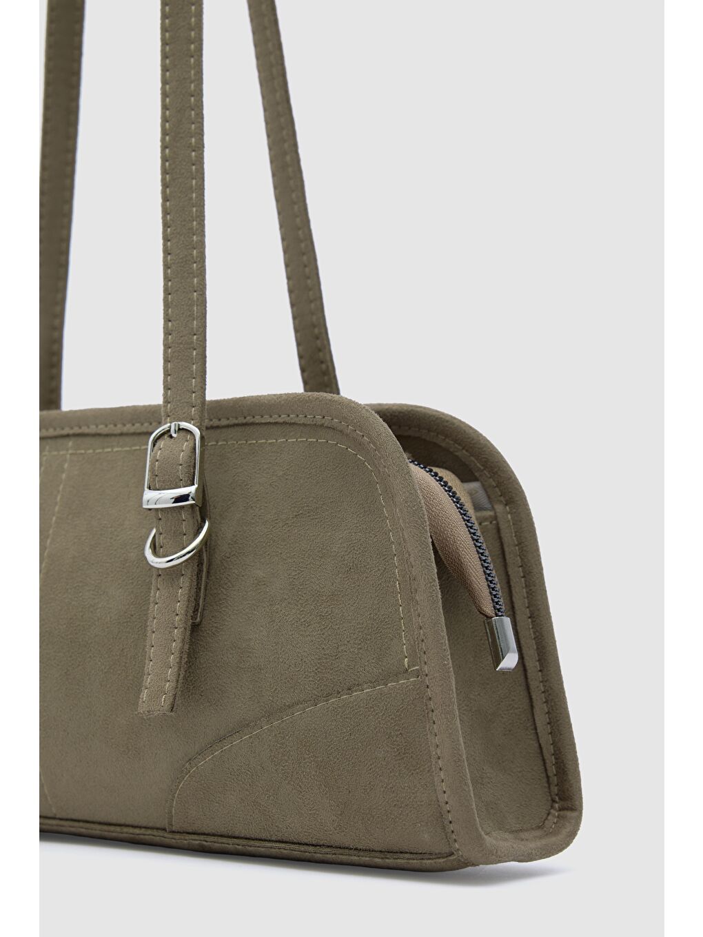 Bej Vanity Süet Baget Çanta Vizon-4