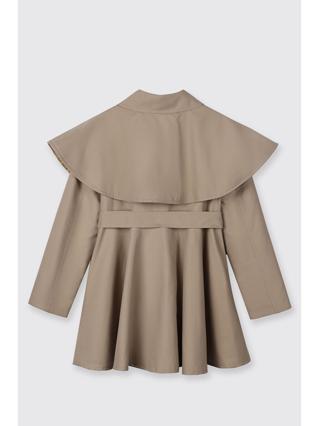 Kız Çocuk Düğmeli Bej Trençkot-6