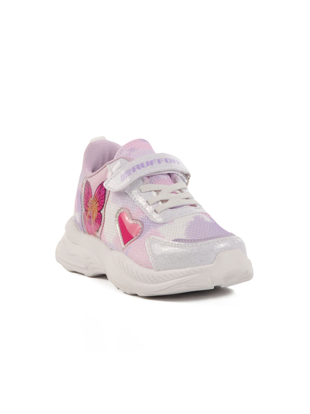 Beyaz Lila Cırtlı Fileli Kız Çocuk Spor Ayakkabı Ruffon F-2
