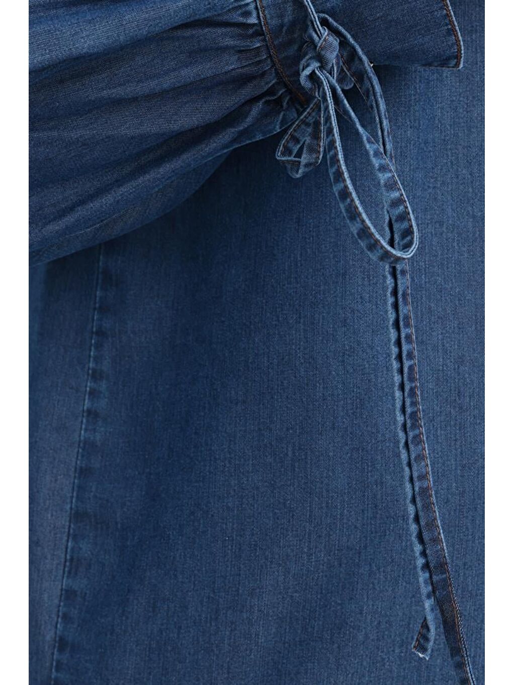 Koyu Mavi-Kolu Bağcıklı Gömlek-4