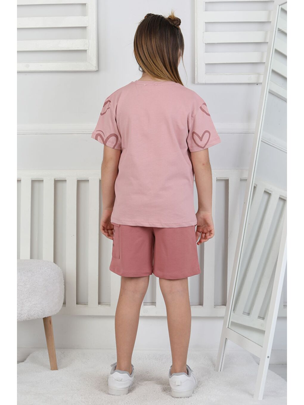 Pembe Good Things Kalp Desenli Kız Çocuk Üst Süprem Alt 2 İp Şort Takım-7