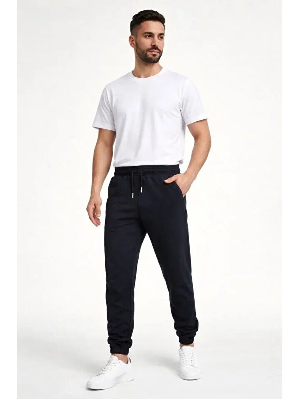 Siyah Erkek Jogger Eşofman Altı Rahat Kalıp, Cepli, Lastikli Paça-1