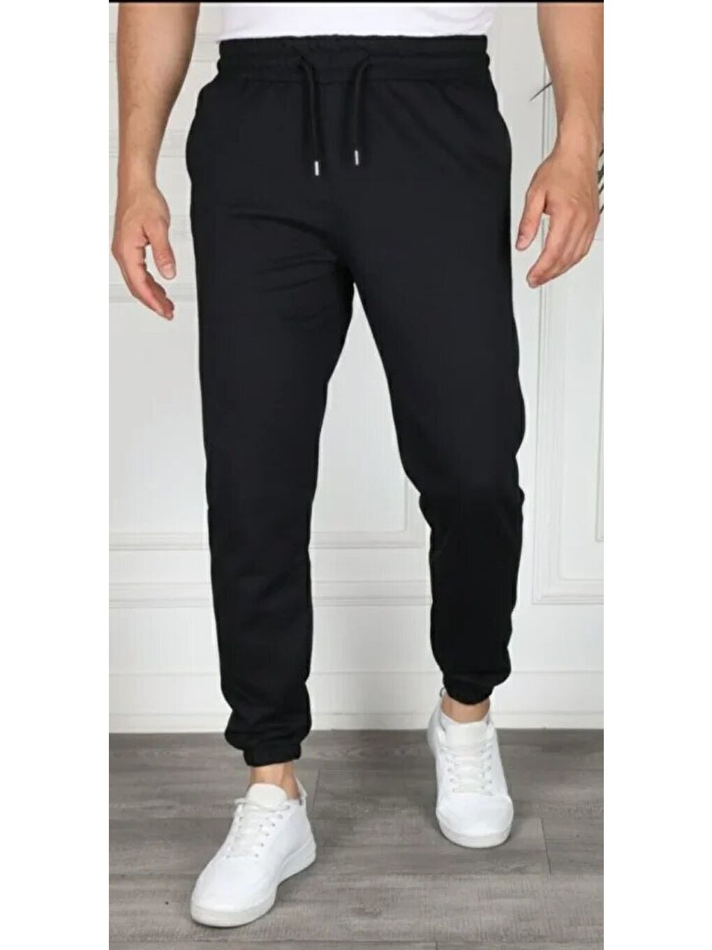 Siyah Erkek Jogger Eşofman Altı Rahat Kalıp, Cepli, Lastikli Paça-2