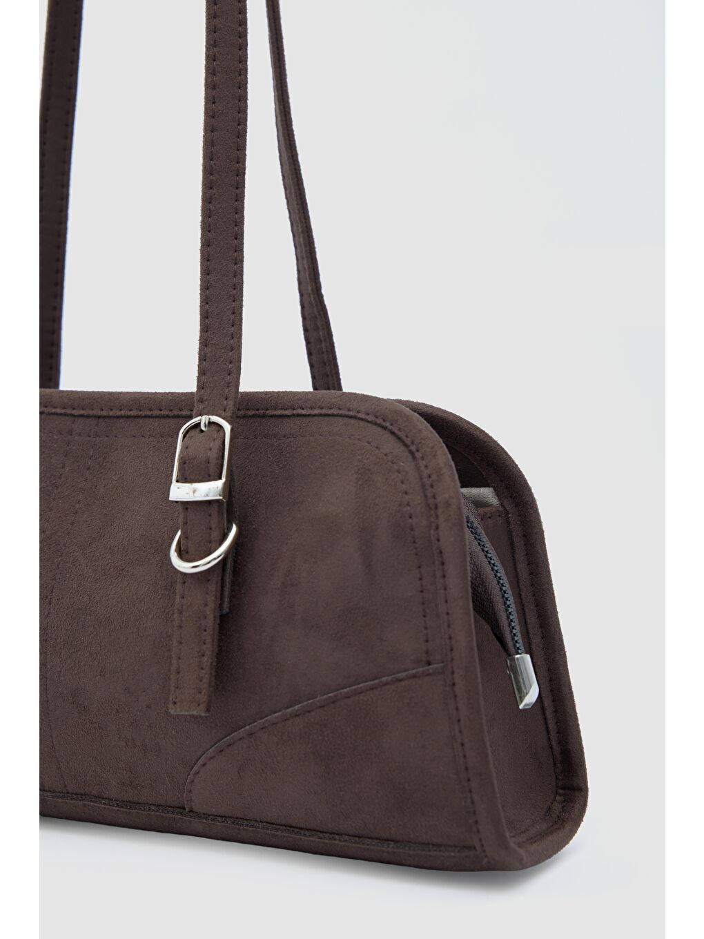 Kahverengi Vanity Süet Baget Çanta Kahve-4