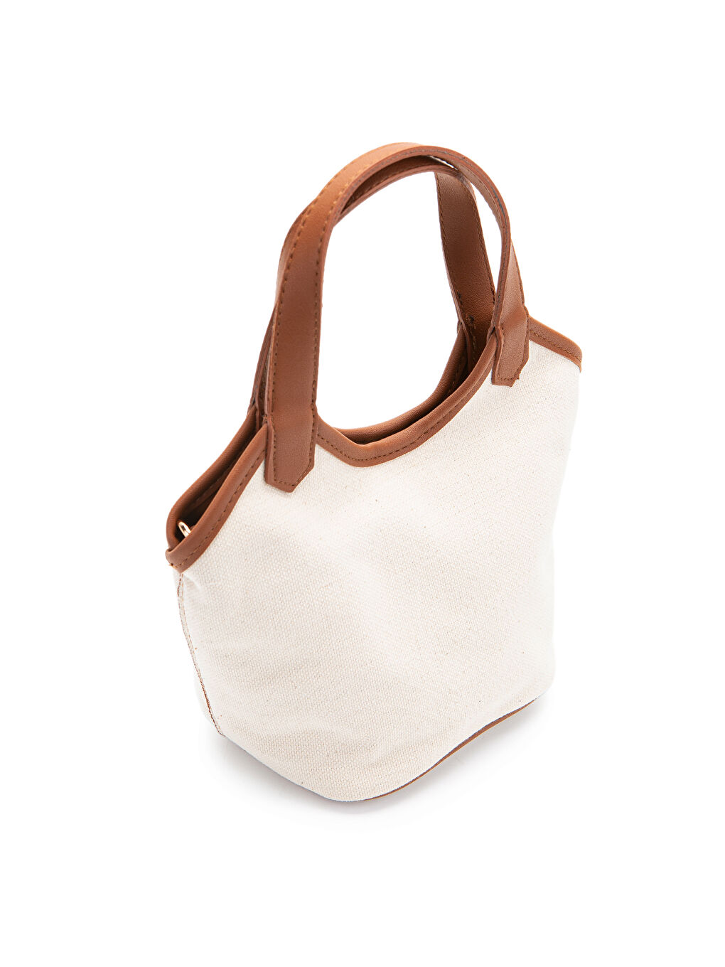 Kahverengi Keten Deri Detaylı Kadın Çapraz Kova Çanta Ryan Taba-2