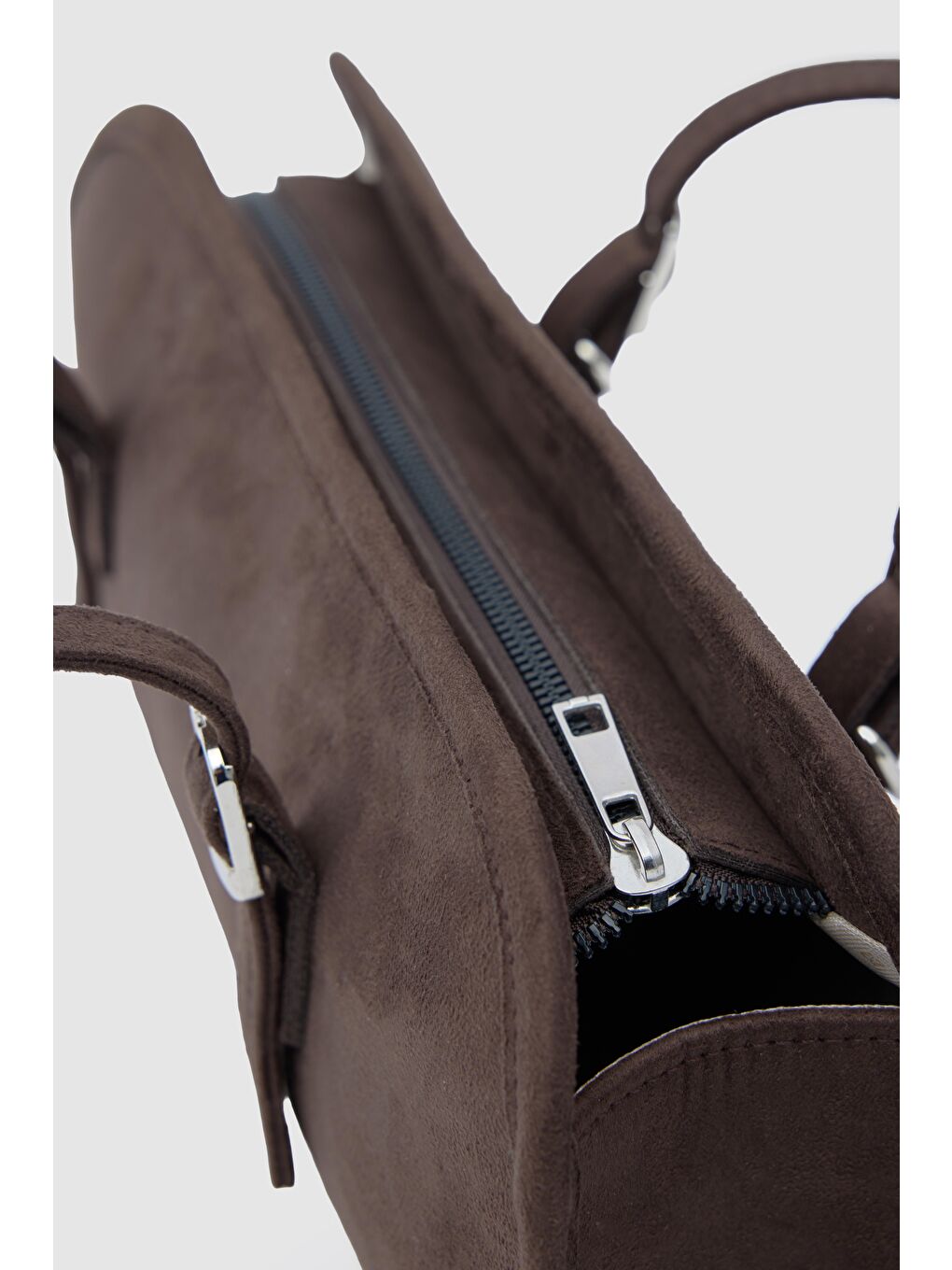 Kahverengi Vanity Süet Baget Çanta Kahve-5