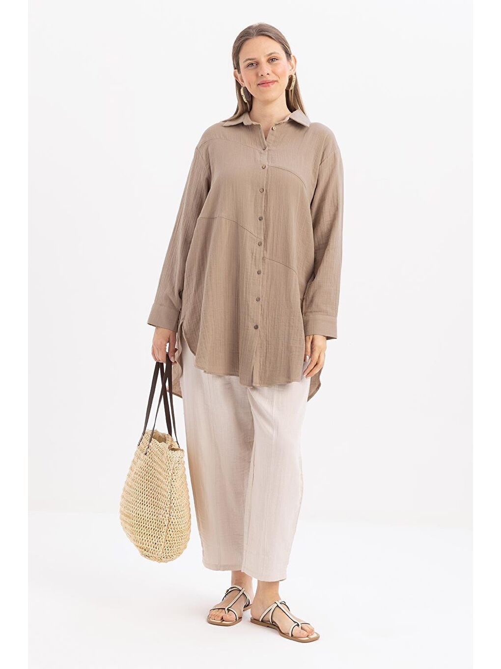 Sarı Vizon-Arkası Uzun Patlı Gömlek-1