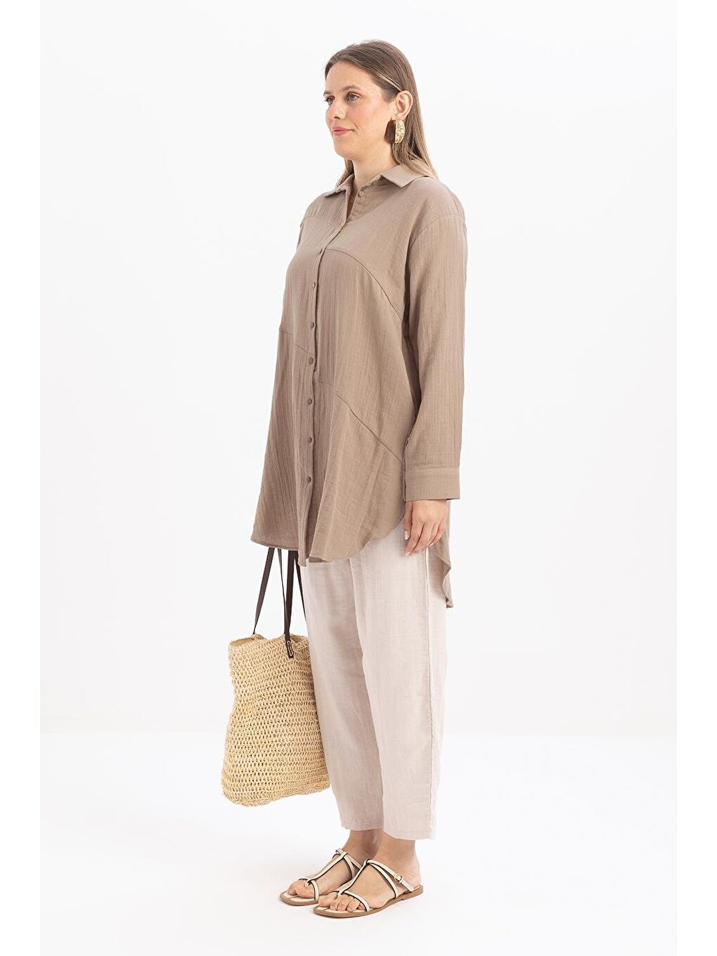 Sarı Vizon-Arkası Uzun Patlı Gömlek-2