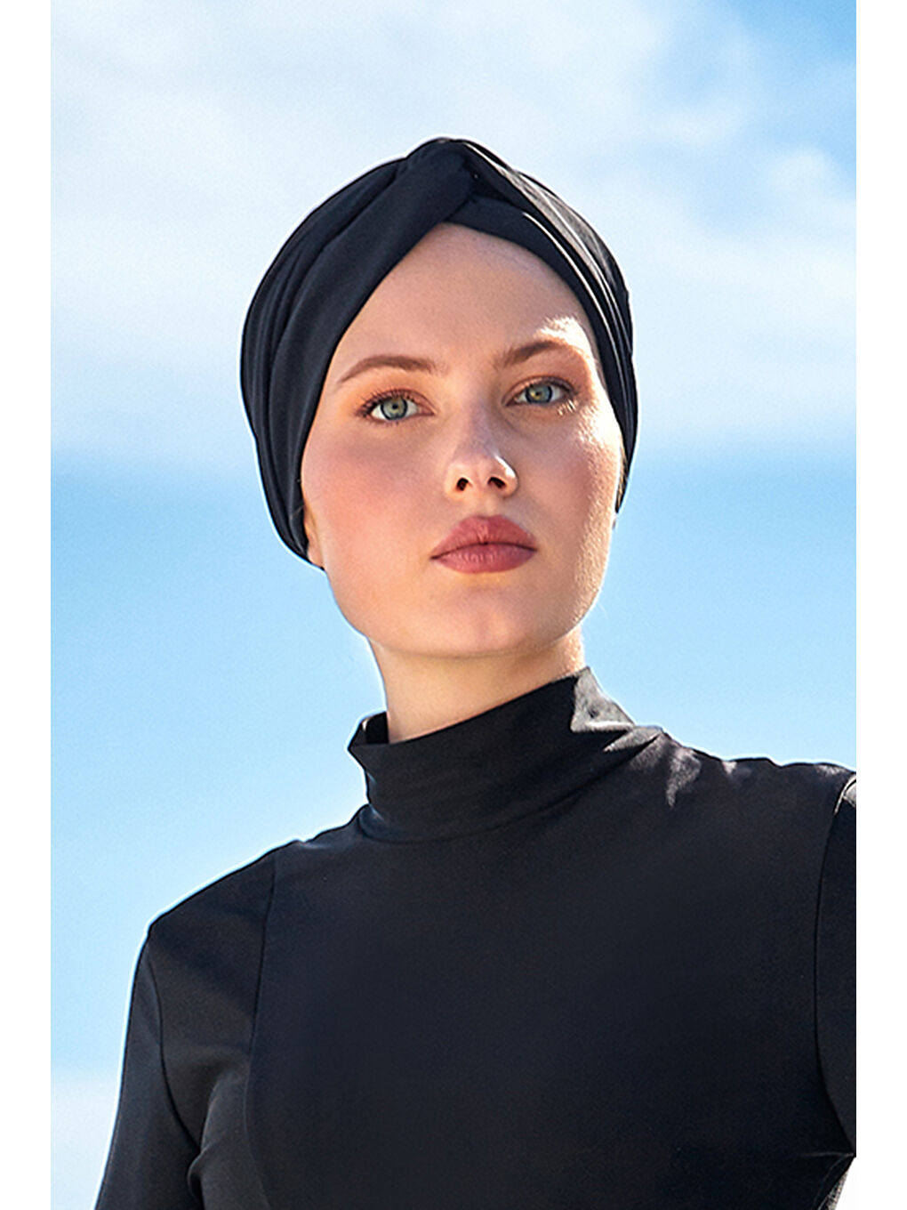 Deniz Havuz Bonesi Tesettür Mayo Bonesi  RB006-1 Siyah-2