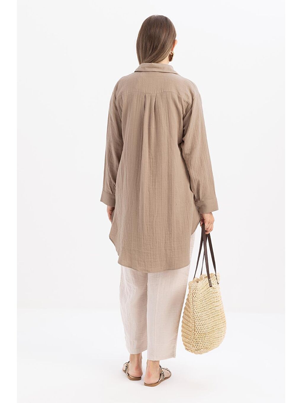 Sarı Vizon-Arkası Uzun Patlı Gömlek-3