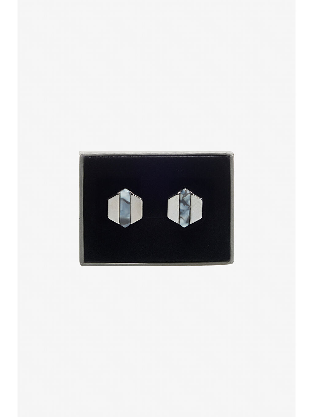 Gri Erkek Gümüş %100 Metal Kol Düğmesi