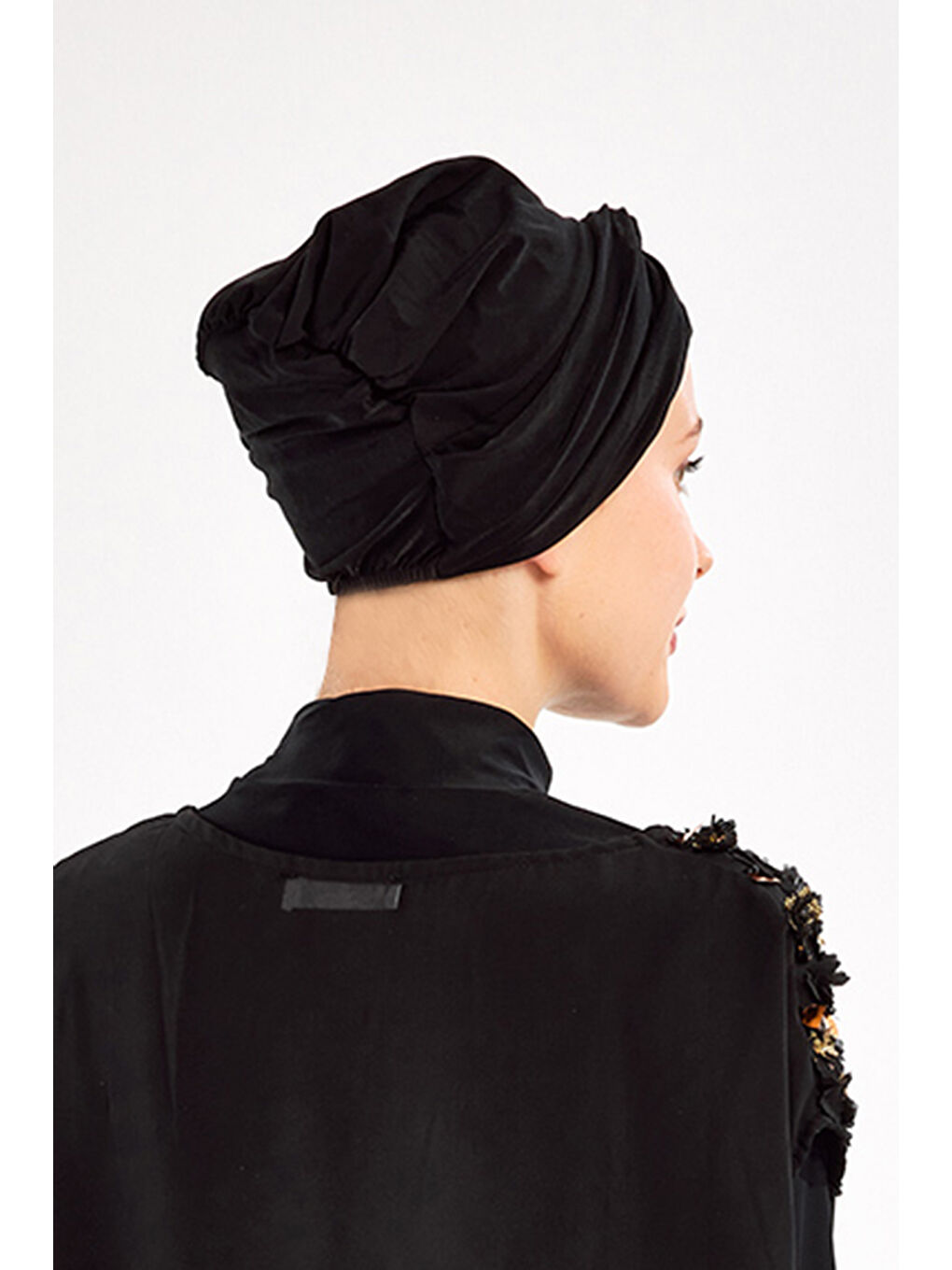 Deniz Havuz Bonesi Tesettür Mayo Bonesi  RB006-1 Siyah-3