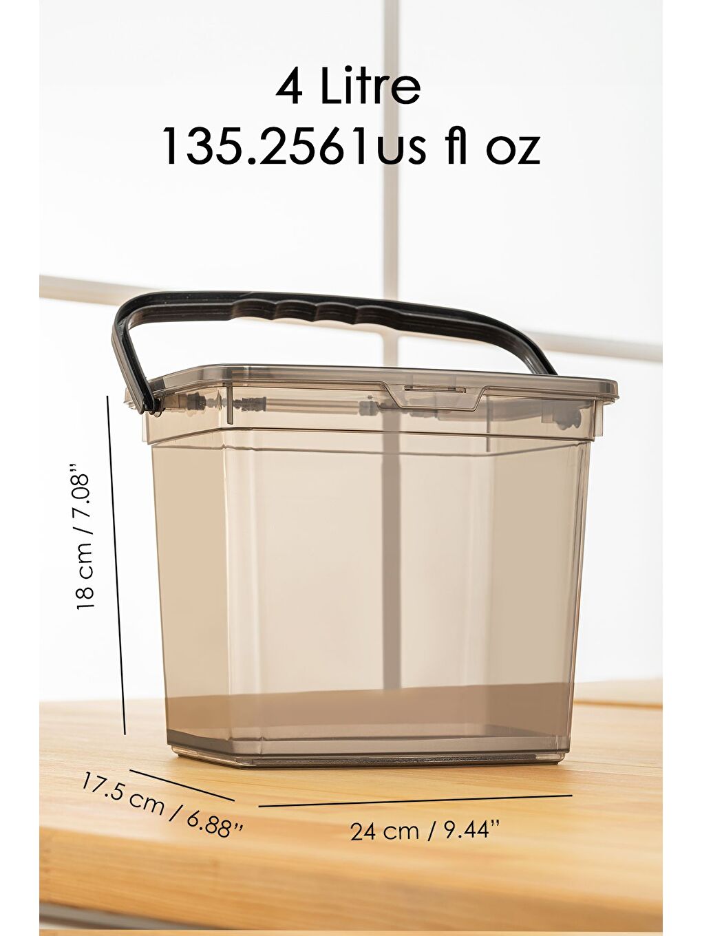 Gri 2 Parça Deterjan   Un ve Bakliyat Saklama Kabı Erzak Saklama Kutusu Platin 2 x 4 Lt-2