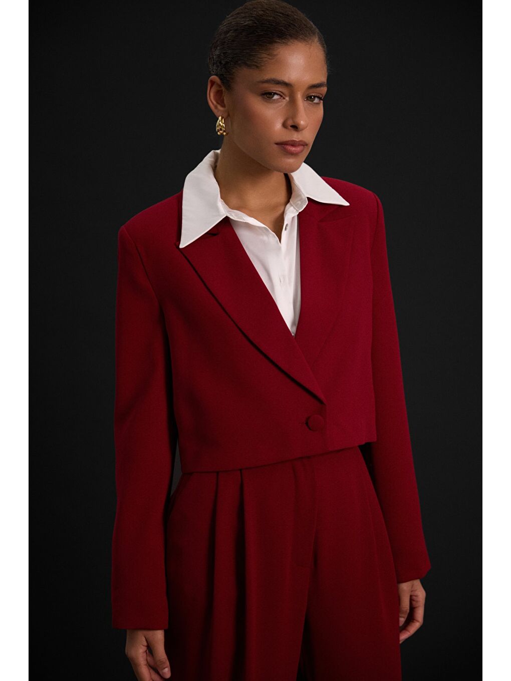 Luna Kısa Ceket - Bordo