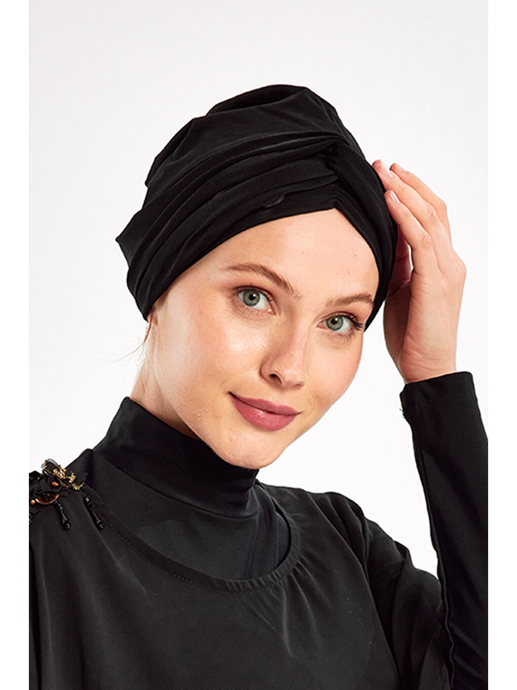 Deniz Havuz Bonesi Tesettür Mayo Bonesi  RB006-1 Siyah-4