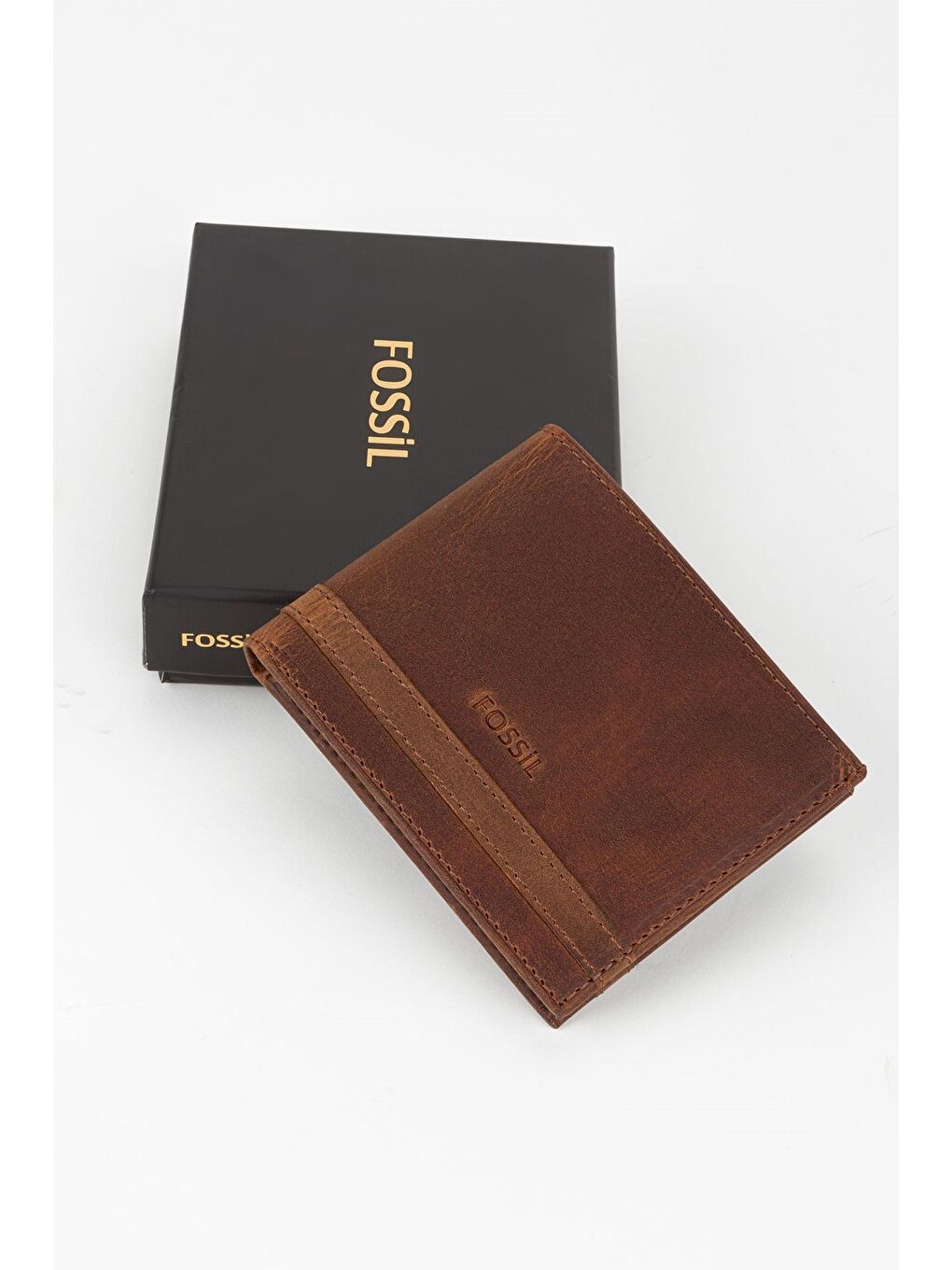 Kahverengi Kutulu Hakiki Deri Kahve Crazy Yatay Erkek Cüzdan El Portföyü-3