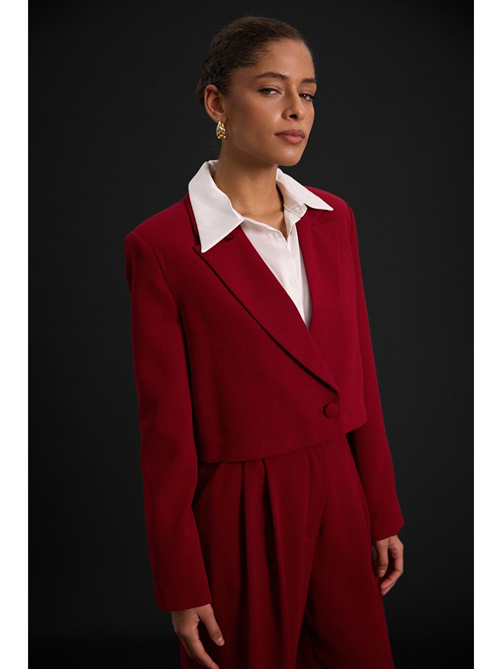 Luna Kısa Ceket - Bordo-1