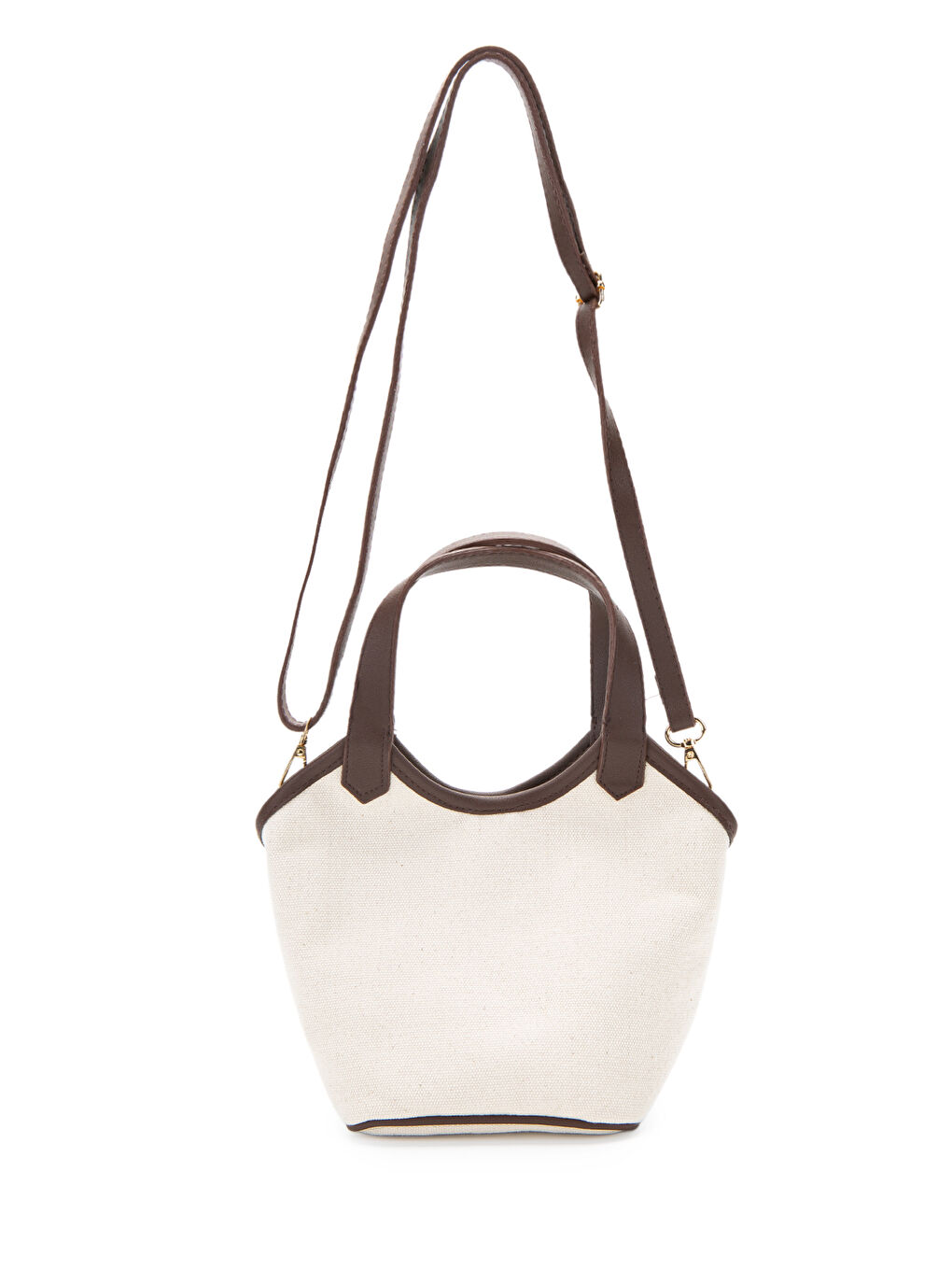 Keten Deri Detaylı Kadın Çapraz Kova Çanta Ryan Kahverengi-1