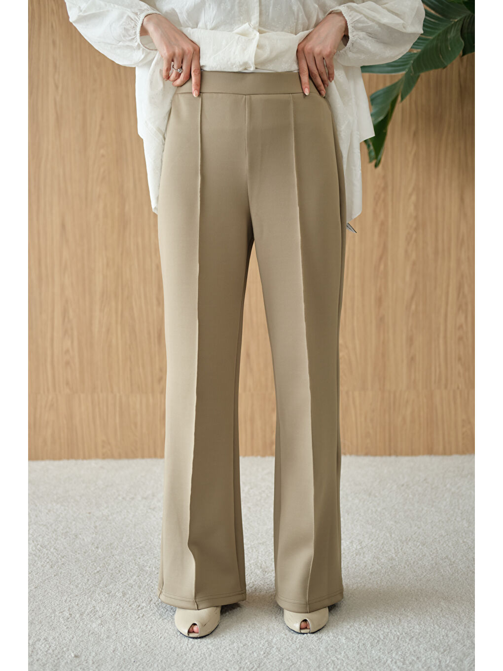 Kadın Biyeli Scuba Pantolon Yeşil-2