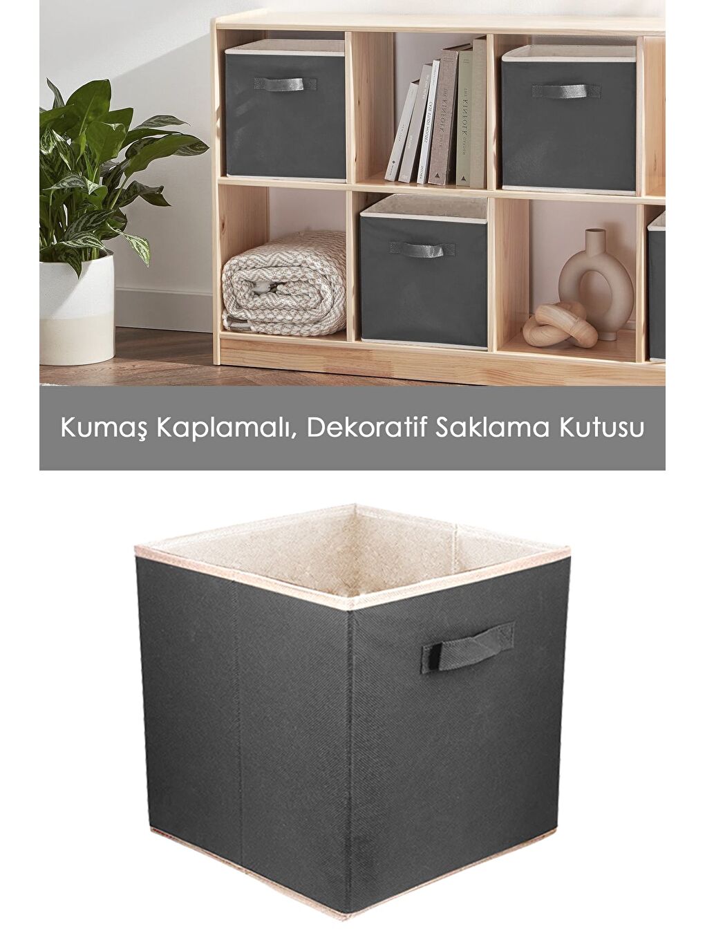 Gri Dolap içi Düzenleyici   Çamaşır Oyuncak Saklama Kutusu Sepet Organizer 33x30x30 1 Adet