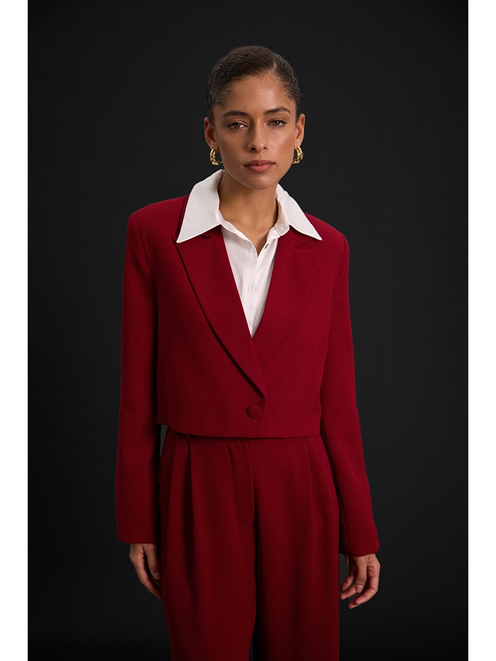 Luna Kısa Ceket - Bordo-2