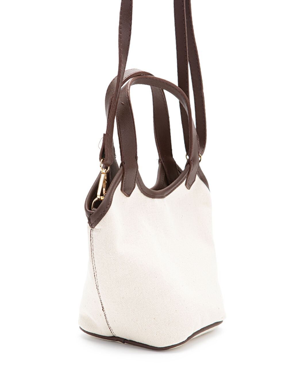 Keten Deri Detaylı Kadın Çapraz Kova Çanta Ryan Kahverengi-3