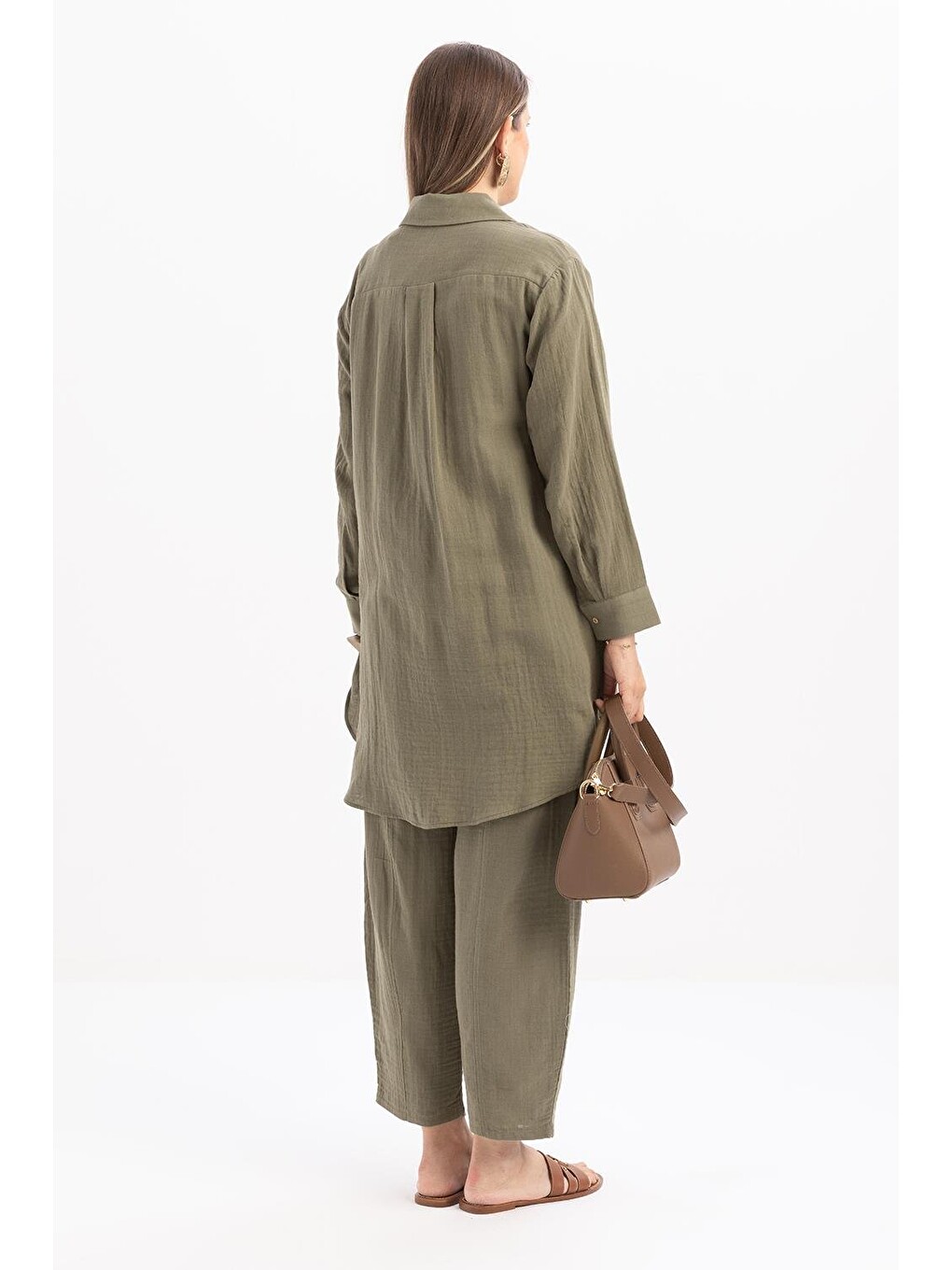 Haki-arkası Uzun Patlı Gömlek-3