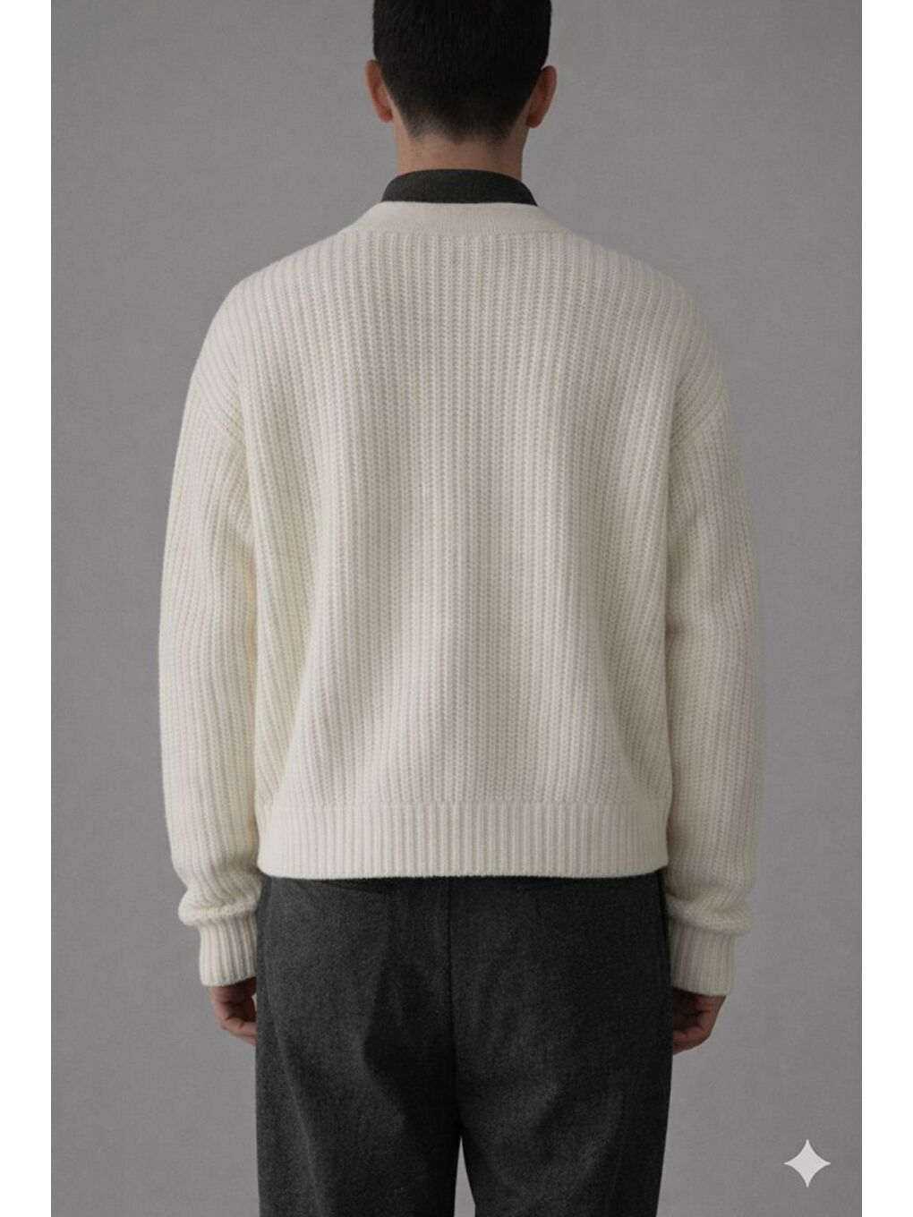 Ekru Erkek Slim Fit Pamuklu Yuvarlak Yaka Düğmeli Hırka-2