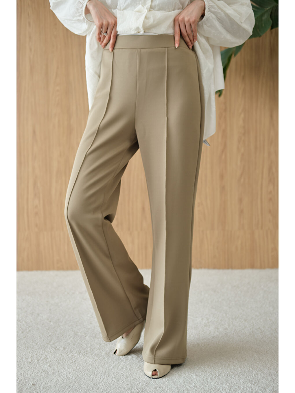 Kadın Biyeli Scuba Pantolon Yeşil-3