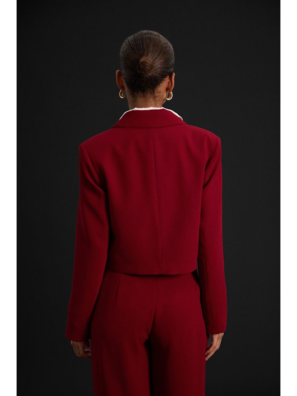 Luna Kısa Ceket - Bordo-5