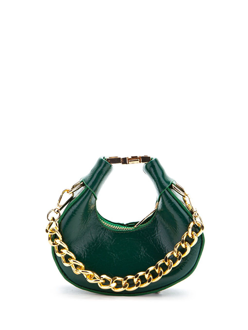 Yeşil Metal Kilit Detaylı Uzun Askılı Mini Çapraz Çanta Rio yeşil