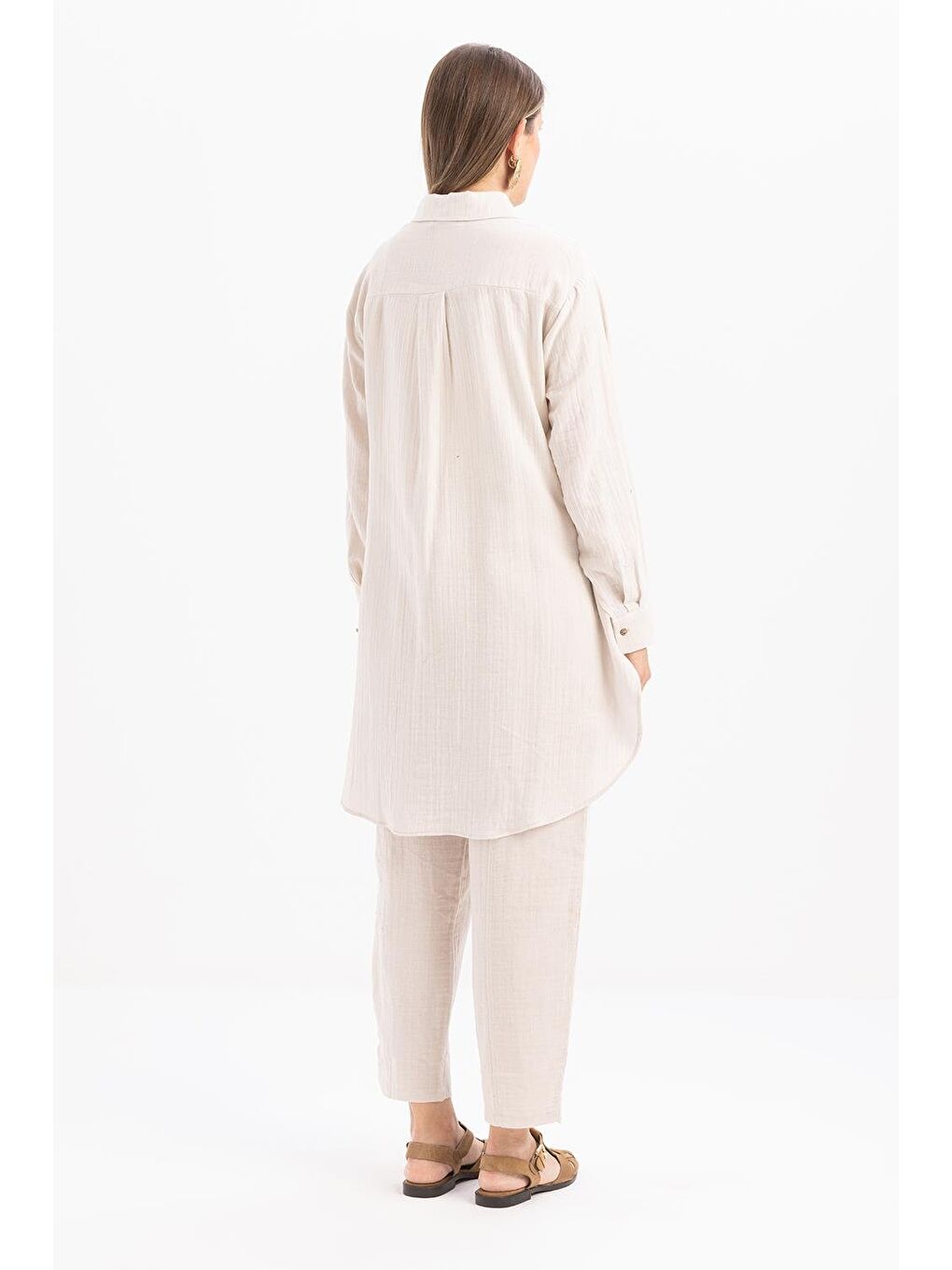 Bej Taş-Arkası Uzun Patlı Gömlek-3