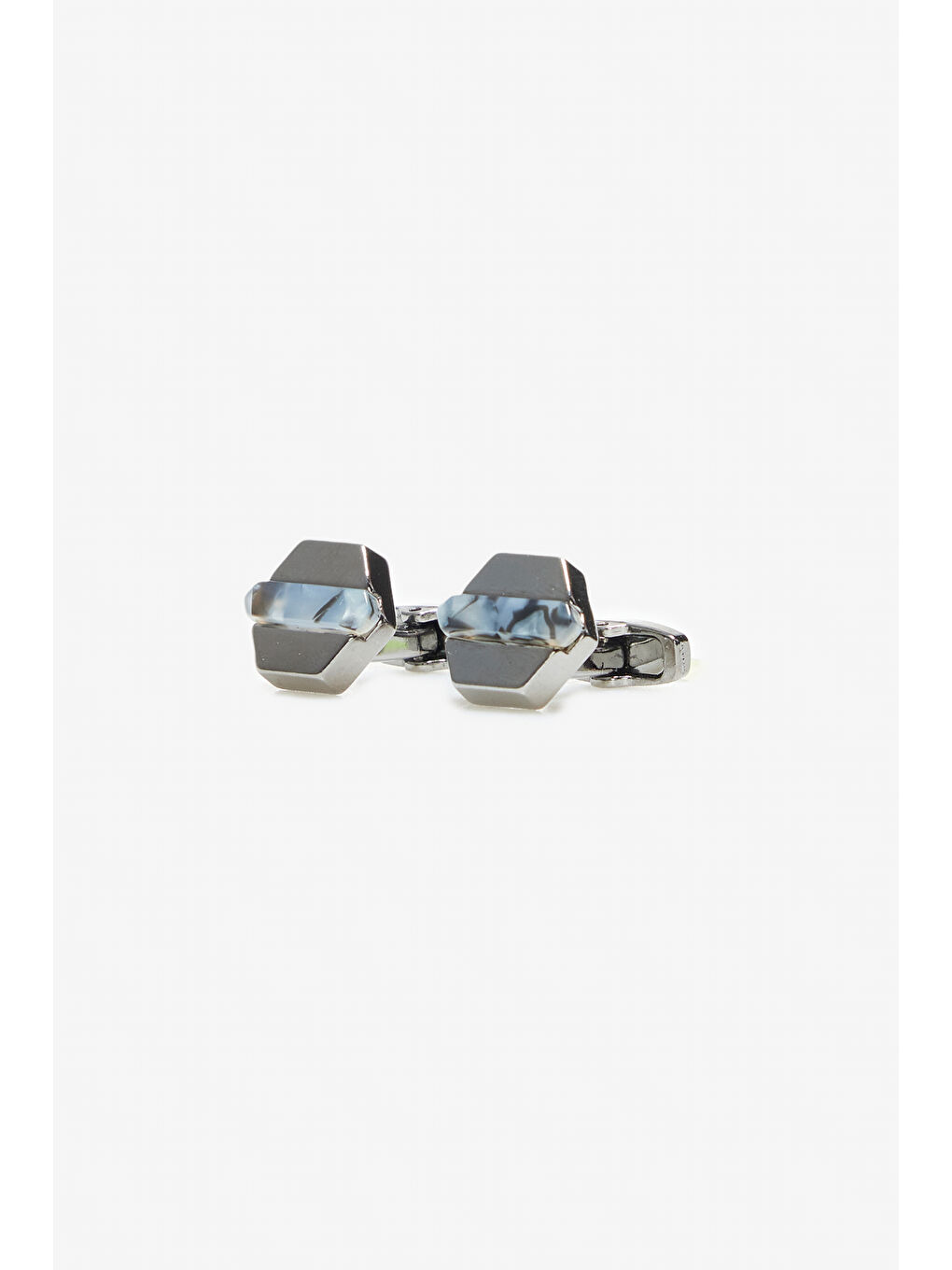 Gri Erkek Gümüş %100 Metal Kol Düğmesi-1