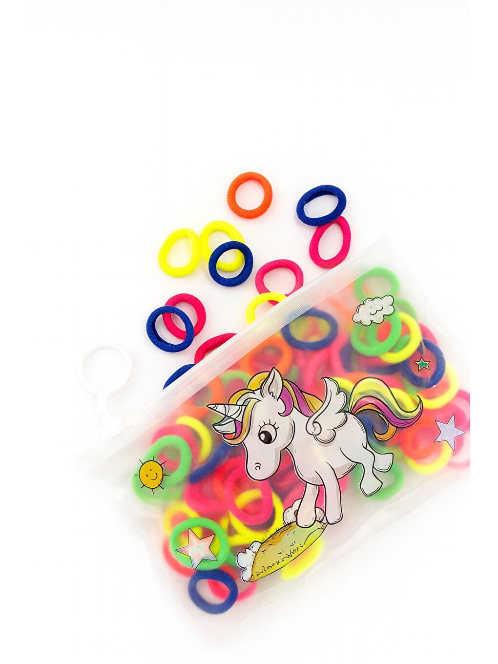 Karışık 100 Adet Neon Havlu Lastik Mini Toka Seti Çantalı