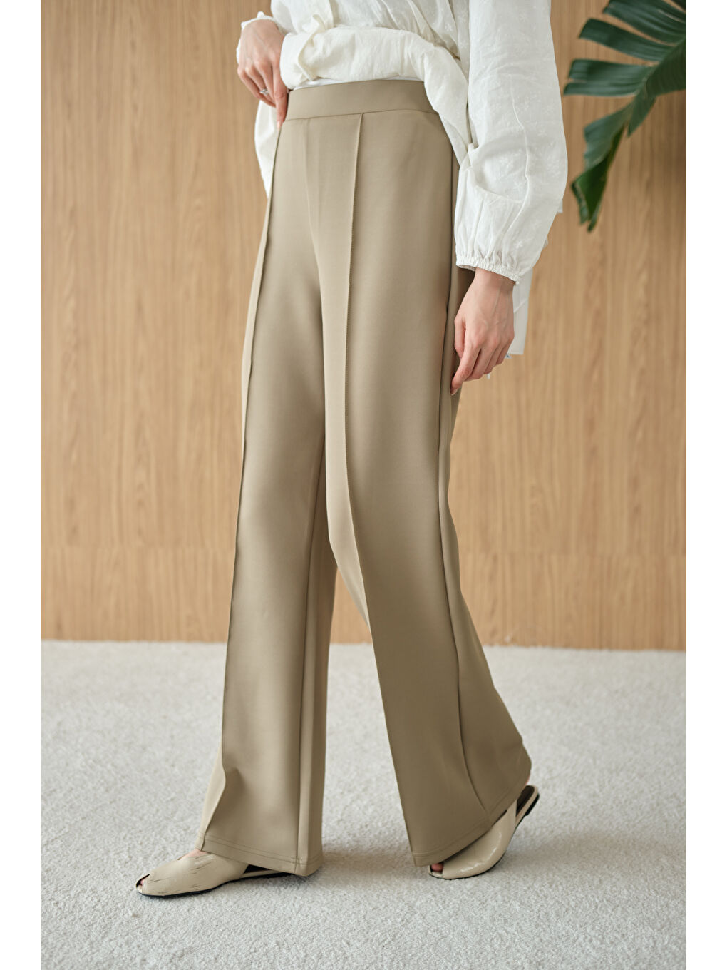 Kadın Biyeli Scuba Pantolon Yeşil-4