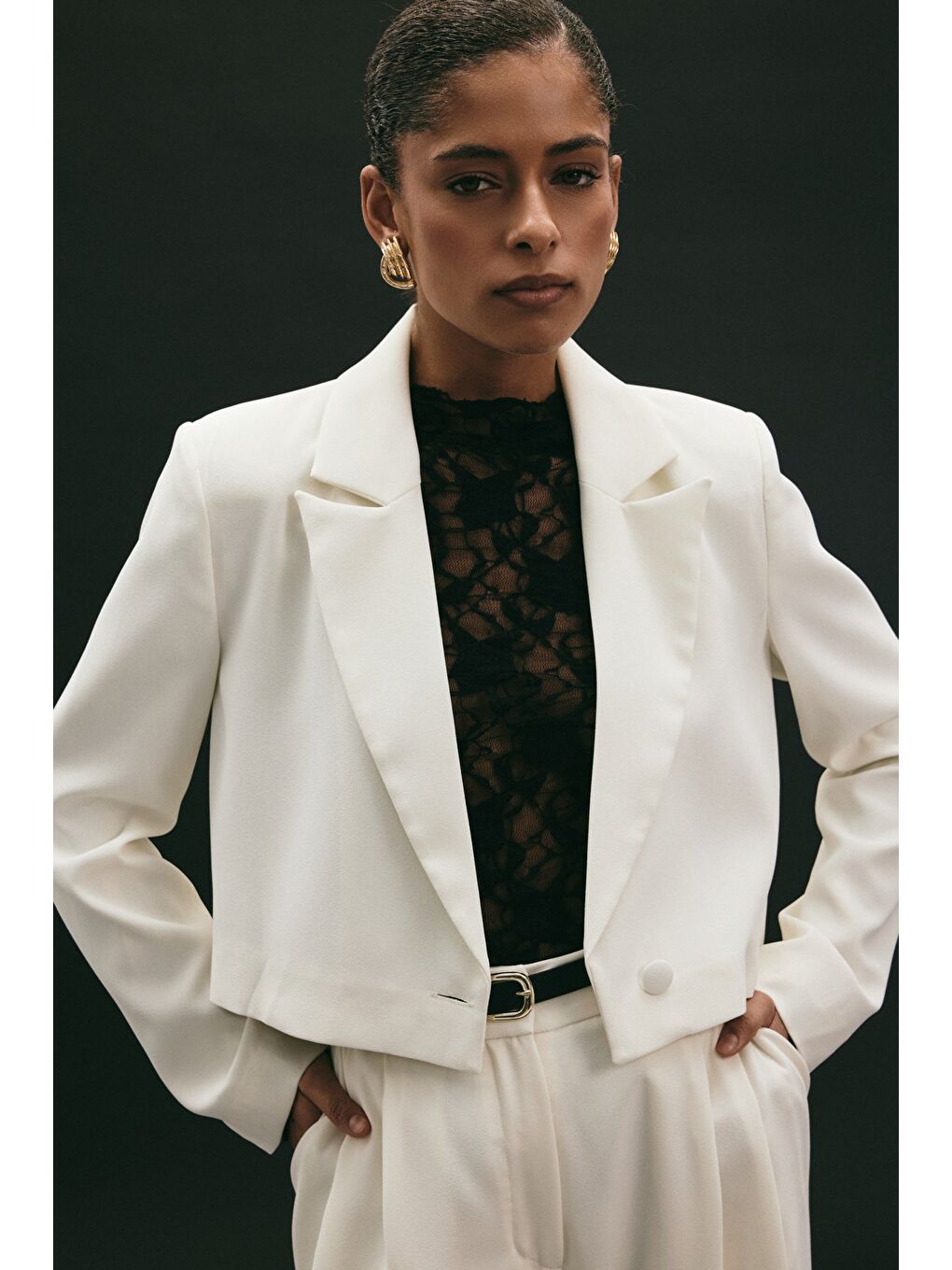 Luna Kısa Ceket - Ekru