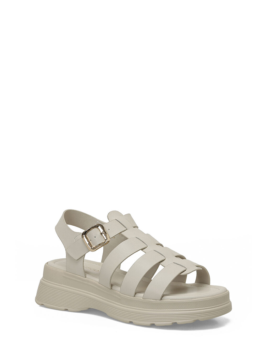 26S-3009 Bej Kadın Kalın Taban Sandalet-1