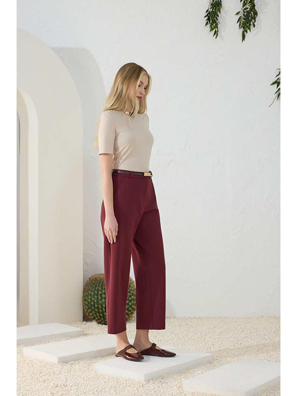 Bordo Klasik Pantolon-3
