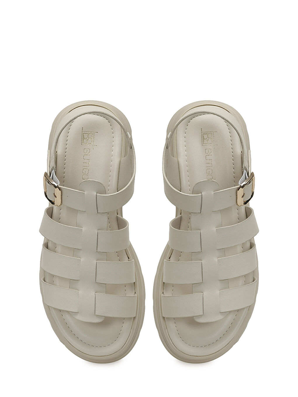 26S-3009 Bej Kadın Kalın Taban Sandalet-3