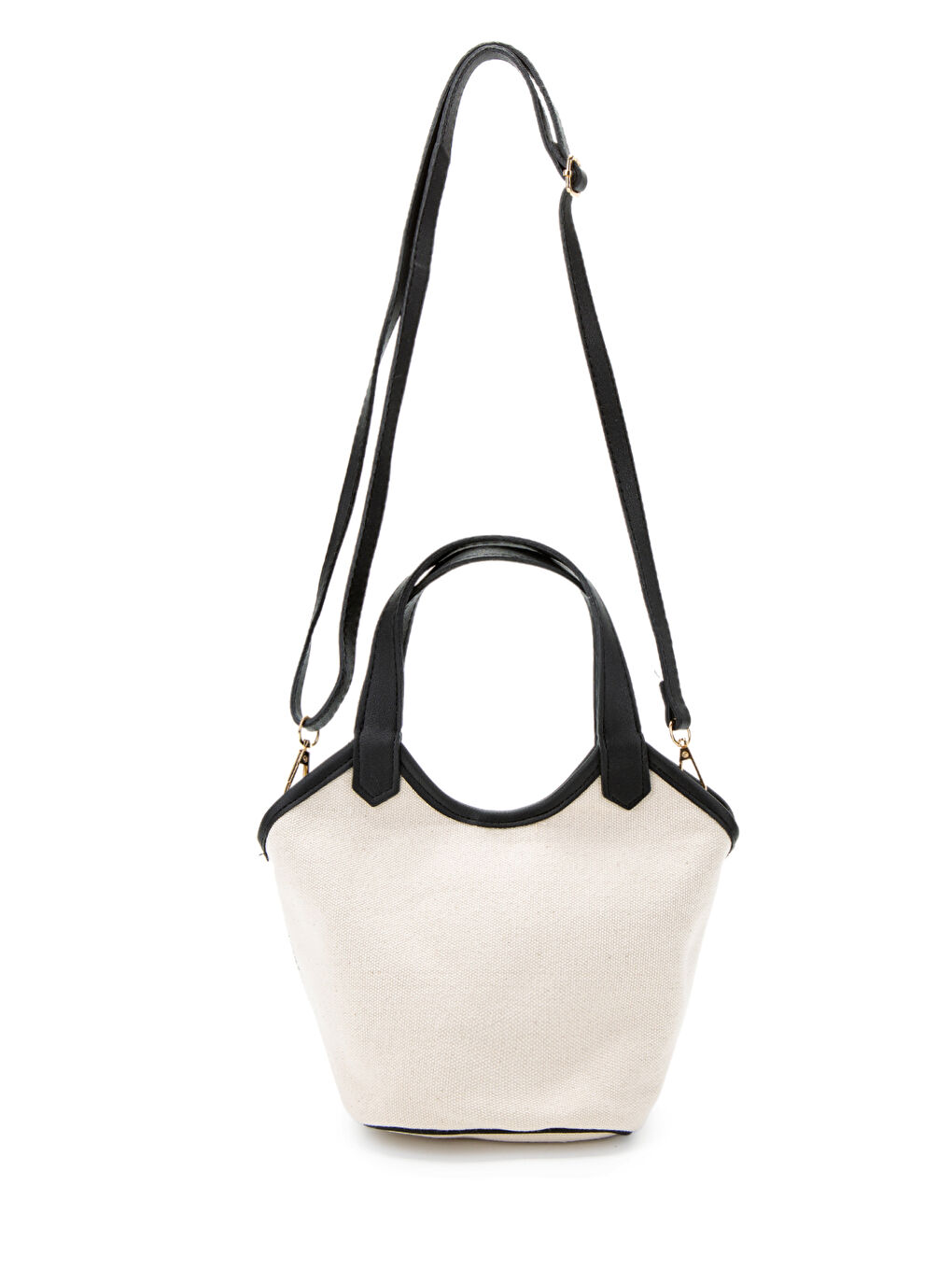 Keten Deri Detaylı Kadın Çapraz Kova Çanta Ryan Siyah-1