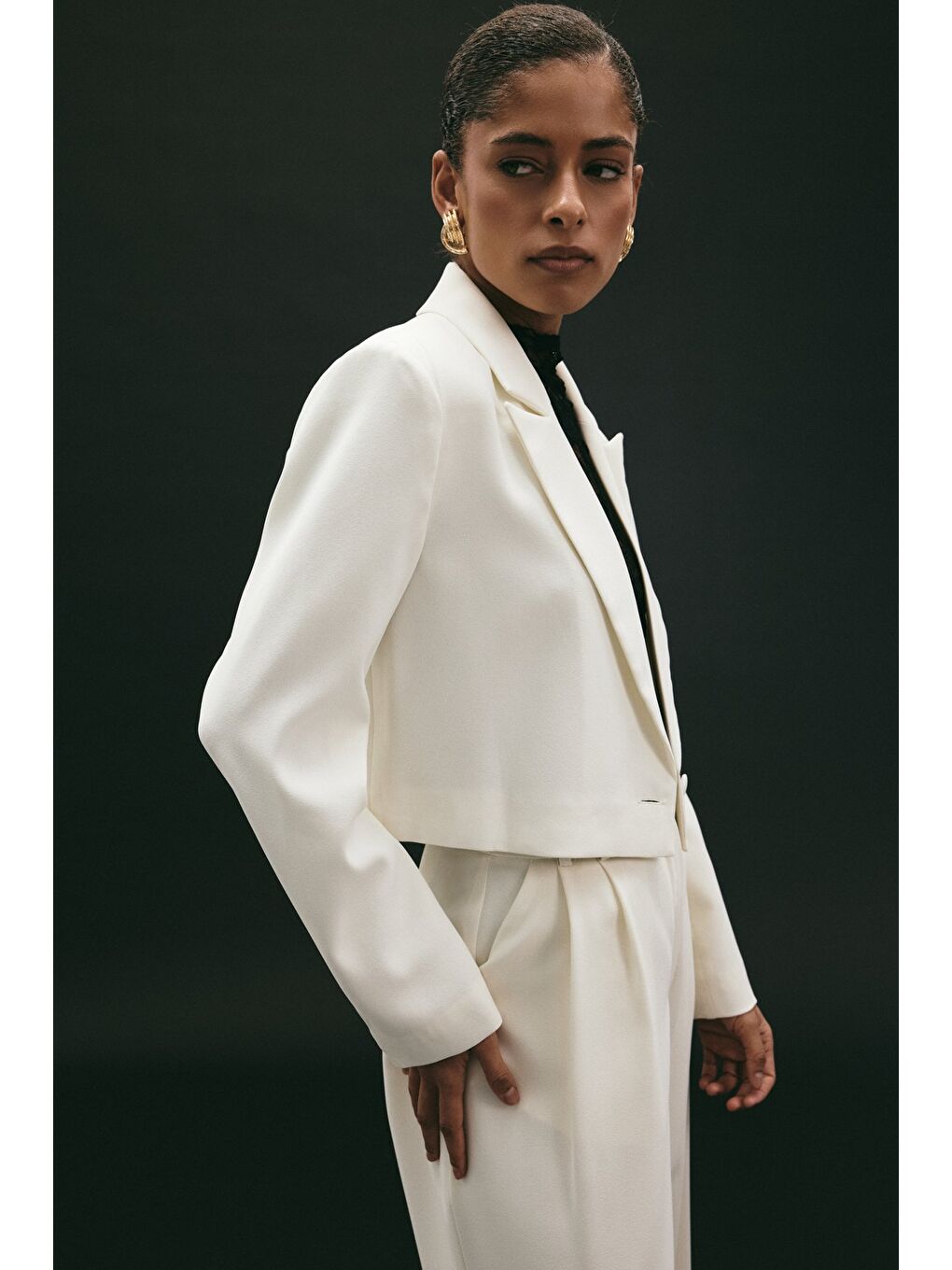 Luna Kısa Ceket - Ekru-3