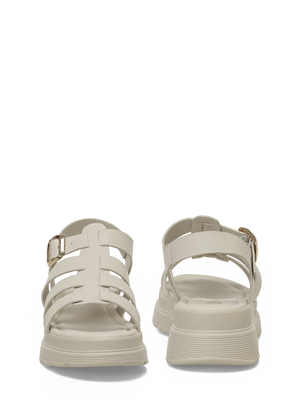 26S-3009 Bej Kadın Kalın Taban Sandalet-4