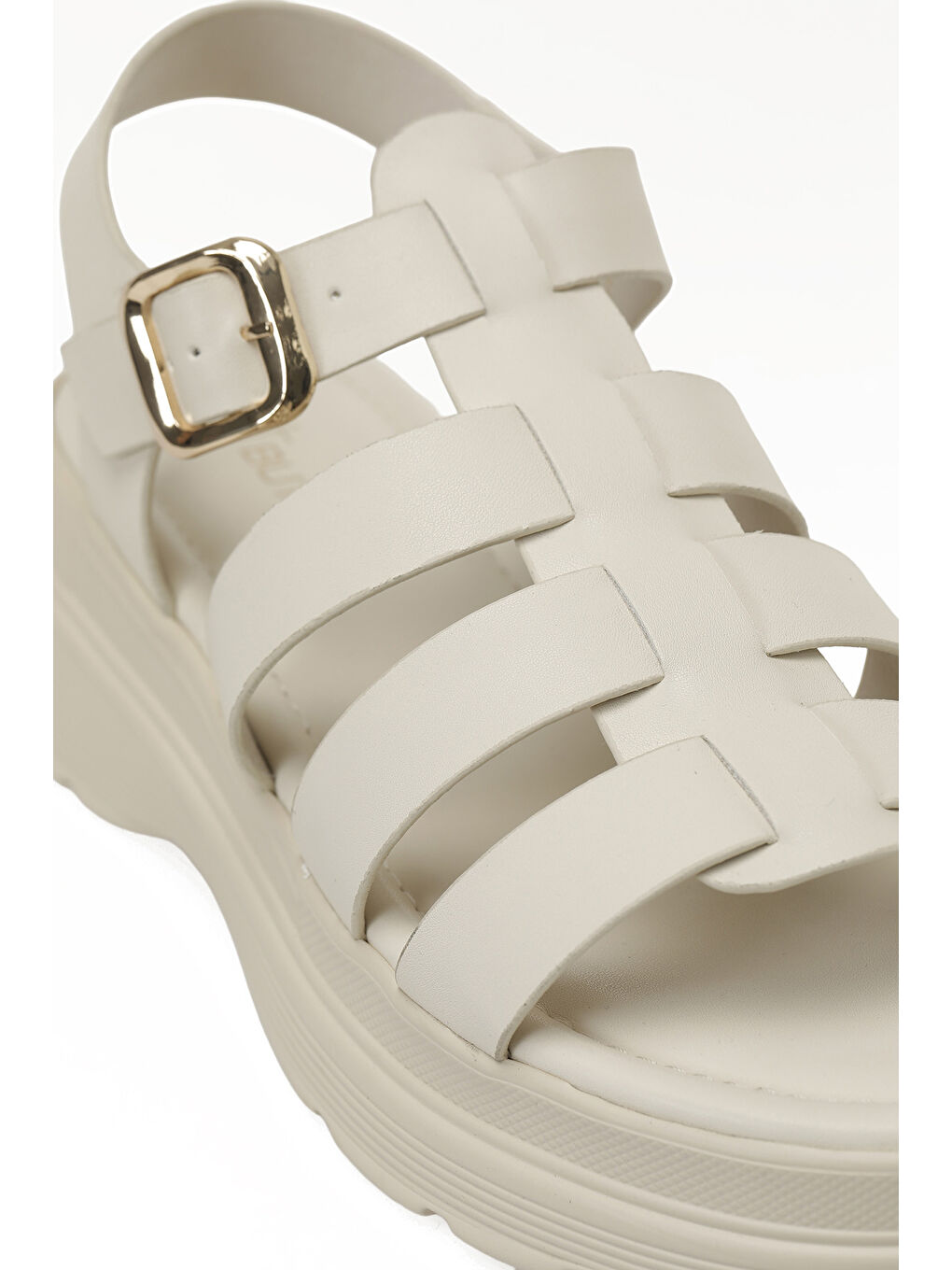 26S-3009 Bej Kadın Kalın Taban Sandalet-6