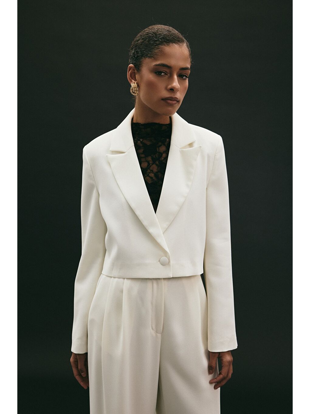 Luna Kısa Ceket - Ekru-5