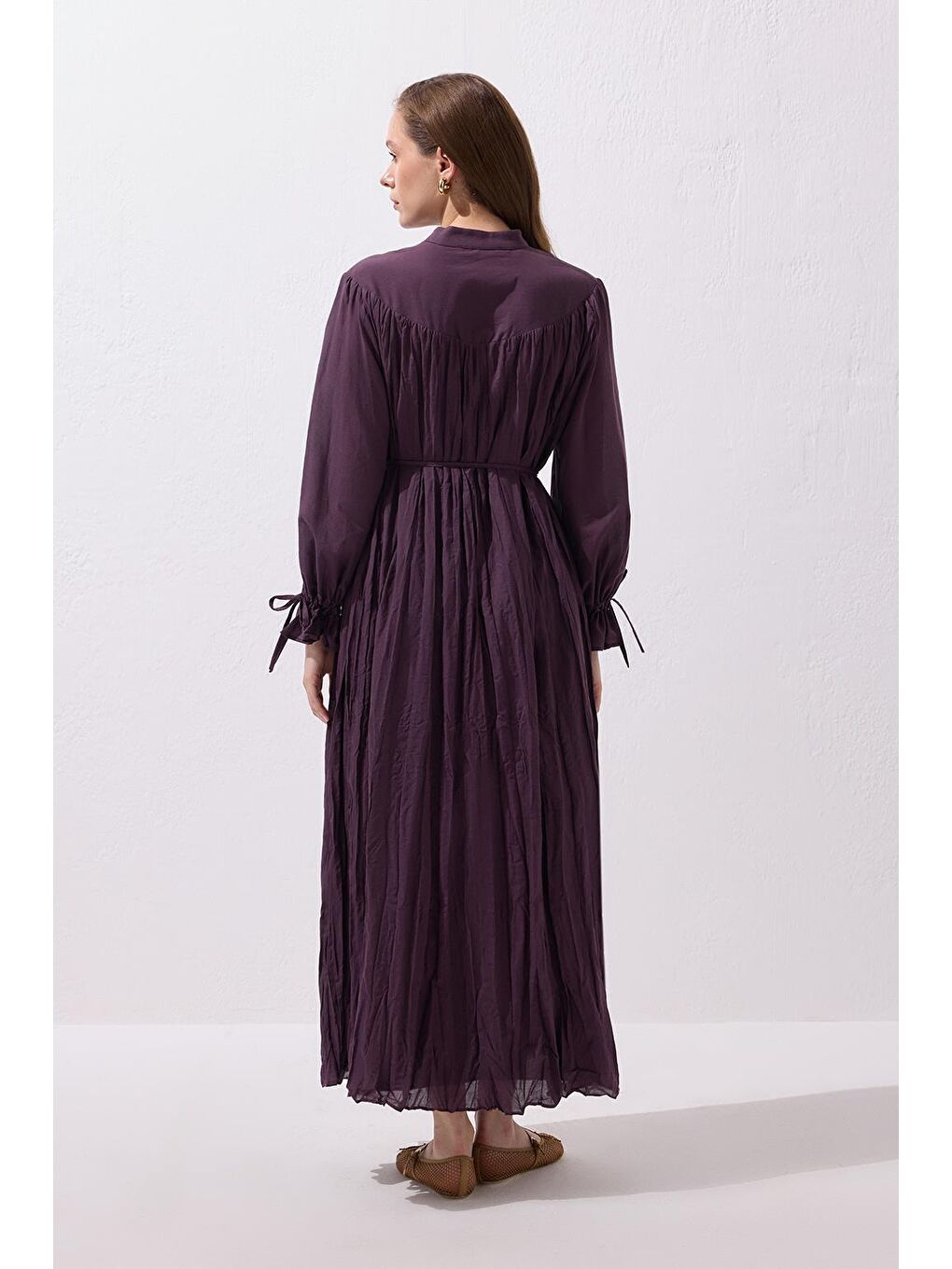 Odri Vual Kraş Uzun Elbise Mürdüm-6