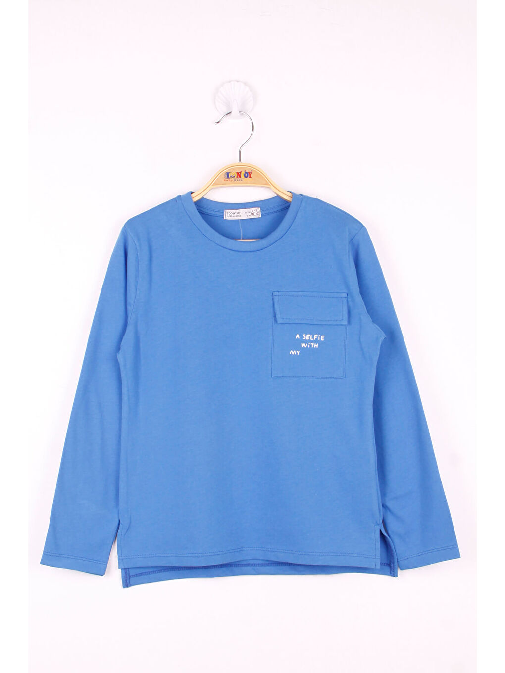 Mavi Erkek Çocuk Cepli Düz T-Shirt